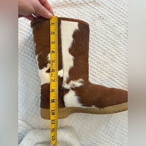 Vintage New Zealand Sheepskin Boots Hair-On Hide Cowhide BAA NZN Sole size 7